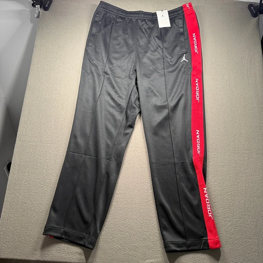Jordan Track Pants Mens XXL Black Red Side Stripe Jumpman HF9341-011